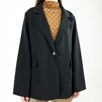 Пиджак широкий oversize 2 кармана по бокам 1 пуговица