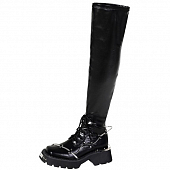 картинка Сапоги высокие на молнии снизу эффект ботинок на шнуровке с металл пружиной  от магазина LonnaMag