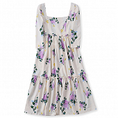 Картинка Платье макси юбка клеш уровнями сиреневые цевты квадратный вырез от магазина LonnaMag