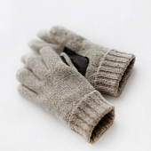 картинка Вязаные теплые перчатки кожаная вставка на ладони от магазина LonnaMag