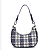 картинка Сумка в форме полумесяца белая в темно-синюю клетку от магазина LonnaMag