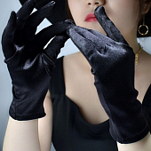 картинка Перчатки 23 см черные сатин  от магазина LonnaMag