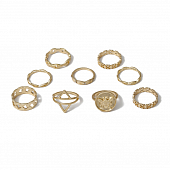 картинка Набор колец 9 шт. тонкие цепи жук треугольники от магазина LonnaMag