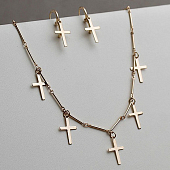 картинка Набор ожерелье + серьги плоские кресты от магазина LonnaMag