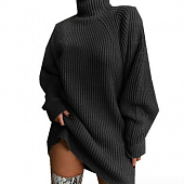 Картинка Платье свитер крупная вязка рубчик ворот стойка от магазина LonnaMag
