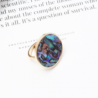 Кольцо крупный круг зеленый перламутр