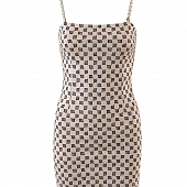 Картинка Платье мини по фигуре лямки цепи принт буквы m от магазина LonnaMag