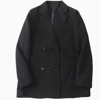 Пиджак черный oversize 4 пуговицы 2 потайнных кармана