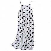 Картинка Платье комбинация крупный черный горох на белом от магазина LonnaMag
