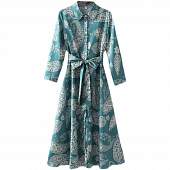 Картинка Платье рубашка миди крупный принт огурцы + пояс от магазина LonnaMag