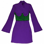Картинка Платье водолазка фиолетовое мини + корсет под грудь зеленая клетка от магазина LonnaMag