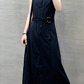 Картинка Платье макси без рукавов воротник юбка клеш + пояс от магазина LonnaMag