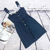 Картинка Платье джинсовое на кнопках с белым кружевом на груди от магазина LonnaMag