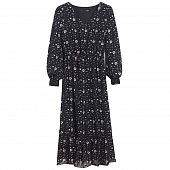 Картинка Платье миди розовый цветочек напросвет горох пуговицы на груди от магазина LonnaMag