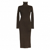 Картинка Платье миди по фигуре высокий ворот трикотаж в рубчик 4 цвета  от магазина LonnaMag