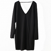 Картинка Платье мини стрейч длинный рукав глубокий V-вырез открытая спина от магазина LonnaMag