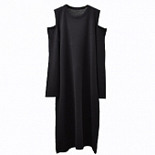 Картинка Платье широкое трикота вырезы на плечах (черное) от магазина LonnaMag