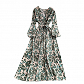 Картинка Платье миди длинный рукав ветви с листьями + пояс  от магазина LonnaMag