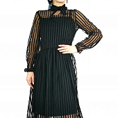 Картинка Платье черная сетка с узорами - полоса от магазина LonnaMag