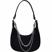 картинка Сумка полумесяц на плечо две цепи черная от магазина LonnaMag