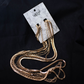 Ожерелье длинные золотые цепочки разные плетения