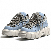 картинка Ботинки кроссовки эко кожа на шнуровке белая платформа с металл вставкой от магазина LonnaMag
