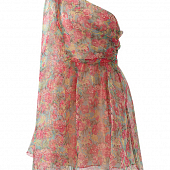 Картинка Платье легкое супер мини шифон на одно плечо цветы от магазина LonnaMag