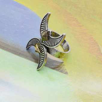 Кольцо перстень 2 месяца золотой ромб с чернением