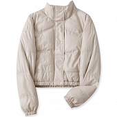 Картинка Куртка короткая дутая эко кожа ворот стойка шов углом на груди кнопки от магазина LonnaMag