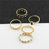 картинка Кольца набор 5 шт бусины сердцечки звенья черный камень от магазина LonnaMag