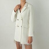 Картинка Платье жакет мини 4 пуговицы по низу бахрома из страз  от магазина LonnaMag