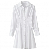 Картинка Платье рубашка вытачки на талии ворот с жемчужинами+ пуговицы бусины жемчуг от магазина LonnaMag