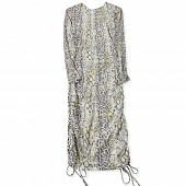 Картинка Платье стрейч сетка по фигуре змеиный принт сборка с завязками от магазина LonnaMag