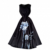 Картинка Платье миди без рукавов крупные голубые цветы от магазина LonnaMag