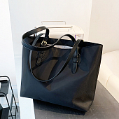 картинка Сумка тоут большая однотонная  длинные черные ручки от магазина LonnaMag