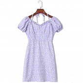 Картинка Платье мини мелкие цветы рюши короткий рукав фонарик шов под грудью от магазина LonnaMag