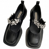 картинка Туфли Мэри Джейн квадратный нос крупные стразы на ремешке  от магазина LonnaMag
