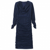 Картинка Платье миди по фигуре сборка на юбке и рукавах драпировка на вороте от магазина LonnaMag