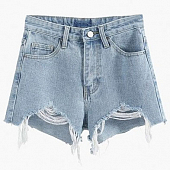 Картинка Шорты джинс рваный низ с полукруглыми дырками от магазина LonnaMag