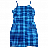Картинка Платье сарафан мини тонкие лямки синяя клетка от магазина LonnaMag