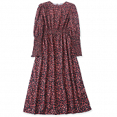 Картинка Платье макси юбка клеш красные мелкие цветы на черном резики от магазина LonnaMag