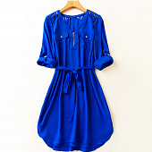 Картинка Платье разрезы полосы на плечах 2 кармана молния рукав подворот от магазина LonnaMag