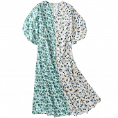 Картинка Платье парашют воздушное миди на половину мятное цветы от магазина LonnaMag