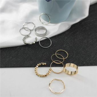 Кольца набор 6 шт тонкое рельефное объемные квадраты