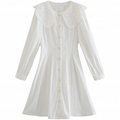 Картинка Платье мини приталенное кружевной воротник длинный рукав от магазина LonnaMag