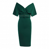 Картинка Платье миди v-вырез открытые плечи + ремень  от магазина LonnaMag