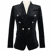 Картинка Пиджак черный бархат с блестками звезды 6 пуговиц от магазина LonnaMag