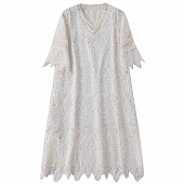 Картинка Платье широкое клеш макси кружево шитье волнистый край от магазина LonnaMag