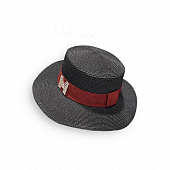 картинка Шляпа соломенная канотье широкая лента буква М в стразах от магазина LonnaMag