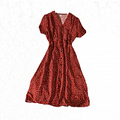 Картинка Платье миди на пуговицах короткий рукав - мелкий горошек от магазина LonnaMag